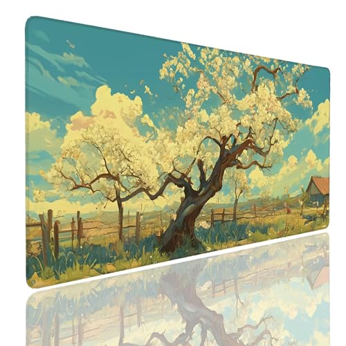 Mauspad XXL 1400x800x4mm Wasserdicht Schreibtischunterlage rutschfeste Speed Gaming Mousepad Tree (4) Groß Desk Mouse Mat Maus Pad, Schreibtisch Unterlage Deko für PC, MacBook, Laptop, Home Office Bild 1