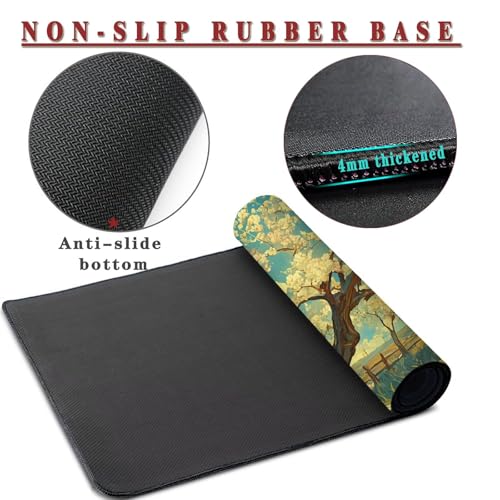 Mauspad XXL 1400x800x4mm Wasserdicht Schreibtischunterlage rutschfeste Speed Gaming Mousepad Tree (4) Groß Desk Mouse Mat Maus Pad, Schreibtisch Unterlage Deko für PC, MacBook, Laptop, Home Office Bild 3