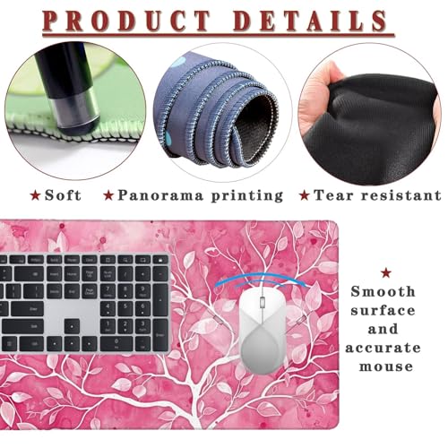 Mauspad XXL 1400x800x4mm Wasserdicht Schreibtischunterlage rutschfeste Speed Gaming Mousepad Tree (2) Groß Desk Mouse Mat Maus Pad, Schreibtisch Unterlage Deko für PC, MacBook, Laptop, Home Office Bild 4