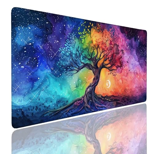 Mauspad XXL 1400x800x4mm Wasserdicht Schreibtischunterlage rutschfeste Speed Gaming Mousepad Tree (6) Groß Desk Mouse Mat Maus Pad, Schreibtisch Unterlage Deko für PC, MacBook, Laptop, Home Office Bild 1