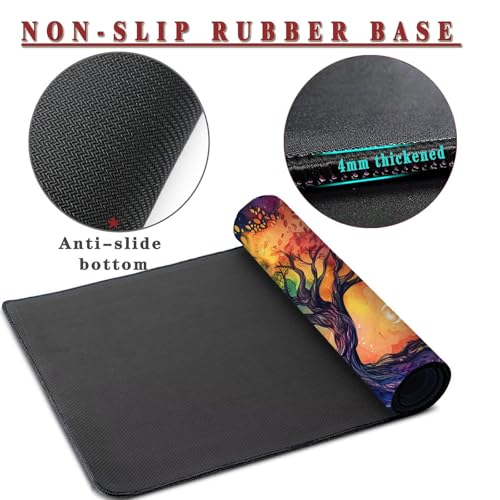 Mauspad XXL 1400x800x4mm Wasserdicht Schreibtischunterlage rutschfeste Speed Gaming Mousepad Tree (6) Groß Desk Mouse Mat Maus Pad, Schreibtisch Unterlage Deko für PC, MacBook, Laptop, Home Office Bild 3