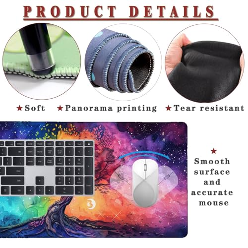 Mauspad XXL 1400x800x4mm Wasserdicht Schreibtischunterlage rutschfeste Speed Gaming Mousepad Tree (6) Groß Desk Mouse Mat Maus Pad, Schreibtisch Unterlage Deko für PC, MacBook, Laptop, Home Office Bild 4