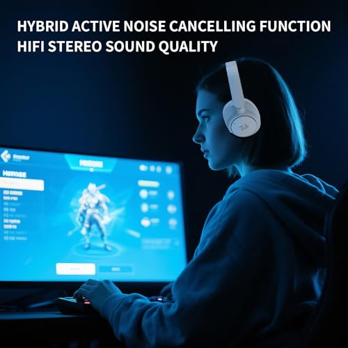 Redragon H610 kabelloses Gaming-Headset für PS5, PS4, PC, Mac, NS – BT 5.3 mit ANC-Geräuschunterdrückung, 50 Stunden Akkulaufzeit, leicht, Over-Ear-Kopfhörer mit integriertem Mikrofon Bild 3