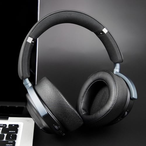 SOULWIT Ersatz Ohrpolster für ASUS ROG Delta II Wireless Gaming Headset, Ersatzpolster Polster mit weichem Protein Leder, Hochdichter Schaumstoff - Schwarz Bild 3