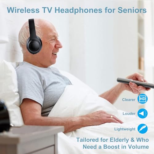 Kabellos TV-Kopfhörer für Senioren mit ANC, Bluetooth 5.3 & 3-in-1-Sender (USB/RCA/AUX) für Nicht-Bluetooth-Fernseher, 35 Stunden Spielzeit, 220g Leicht & Faltbar, Geschenke für ältere Eltern Bild 3