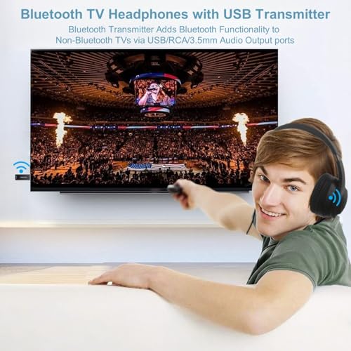 Kabellos TV-Kopfhörer für Senioren mit ANC, Bluetooth 5.3 & 3-in-1-Sender (USB/RCA/AUX) für Nicht-Bluetooth-Fernseher, 35 Stunden Spielzeit, 220g Leicht & Faltbar, Geschenke für ältere Eltern Bild 4