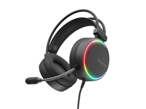 Genesis Neon 613 G2 Gaming Headset, Stereo Kopfhörer mit Mikrofon, 50mm Treiber, RGB Beleuchtung, Over-Ear, Lautstärkeregler, 3,5mm Klinke & USB, für PC & Laptop, Schwarz Bild 2