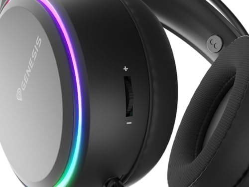 Genesis Neon 613 G2 Gaming Headset, Stereo Kopfhörer mit Mikrofon, 50mm Treiber, RGB Beleuchtung, Over-Ear, Lautstärkeregler, 3,5mm Klinke & USB, für PC & Laptop, Schwarz Bild 6