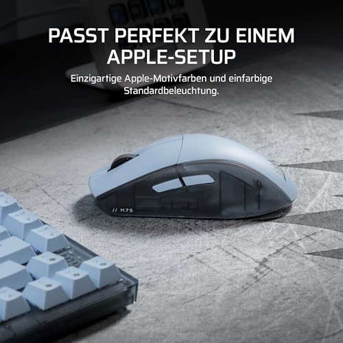 Corsair M75 Wireless RGB Leichte Beidhändig Nutzbare FPS-Gaming-Maus – 26.000 DPI, Austauschbare Seitentasten, 105-Stunden-Akku – Mac, iPad, PC – Frostweiß Bild 4