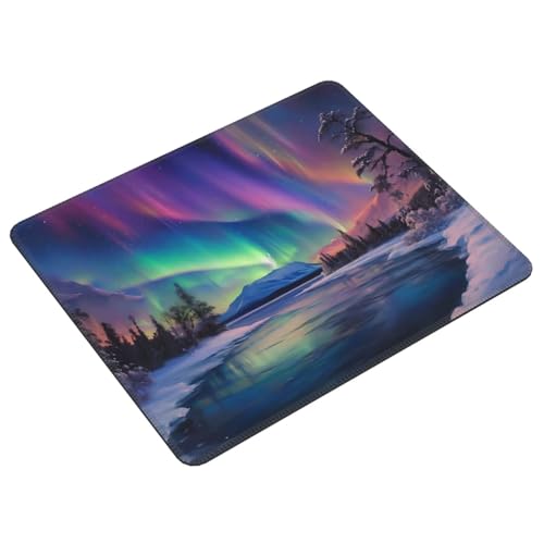 Mauspad Polarlicht kleines Mousepad 180 x 220 mm mit Rutschfester Gummiunterseite, wasserdichtes Mauspad, Gaming Mauspad für Damen, Herren, kabellose Maus Laptops, Zuhause, Büro, Reisen g-407 Bild 2