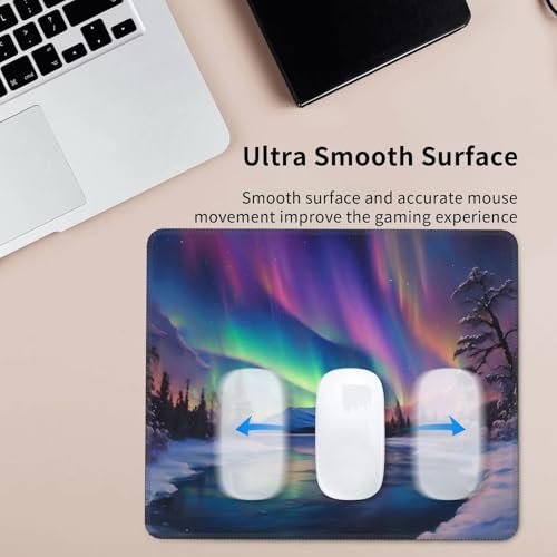 Mauspad Polarlicht kleines Mousepad 180 x 220 mm mit Rutschfester Gummiunterseite, wasserdichtes Mauspad, Gaming Mauspad für Damen, Herren, kabellose Maus Laptops, Zuhause, Büro, Reisen g-407 Bild 5