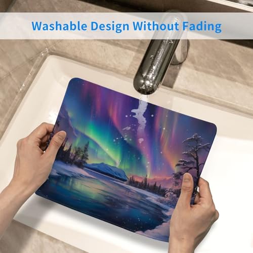 Mauspad Polarlicht kleines Mousepad 180 x 220 mm mit Rutschfester Gummiunterseite, wasserdichtes Mauspad, Gaming Mauspad für Damen, Herren, kabellose Maus Laptops, Zuhause, Büro, Reisen g-407 Bild 6