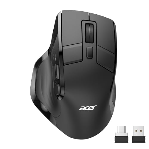 Acer Maus Kabellos Tri-Mode, Bluetooth Maus 4000 DPI für 4 Geräte (2,4 G+BT 5.2+Kabel), Ergonomische Wiederaufladbare Maus mit OLED-Bildschirm, 5 Programmierbare Tasten für PC, Desktop und MacBook Bild 1