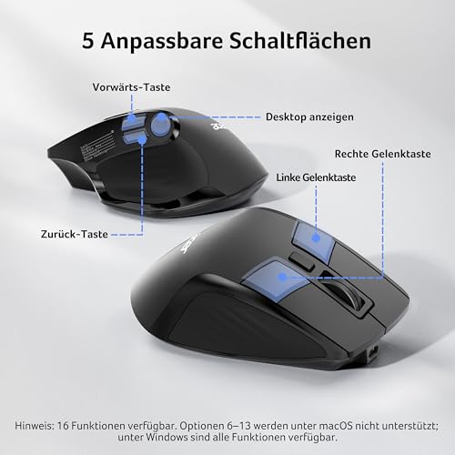 Acer Maus Kabellos Tri-Mode, Bluetooth Maus 4000 DPI für 4 Geräte (2,4 G+BT 5.2+Kabel), Ergonomische Wiederaufladbare Maus mit OLED-Bildschirm, 5 Programmierbare Tasten für PC, Desktop und MacBook Bild 5