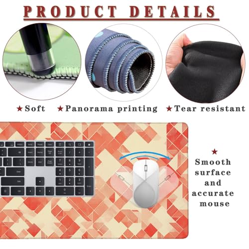 Mauspad XXL 900x600x4mm Wasserdicht Schreibtischunterlage Rutschfeste Speed Gaming Mousepad Triangles (3) Groß Desk Mouse Mat Maus Pad, Schreibtisch Unterlage Deko für PC, Macbook, Laptop, Home Office Bild 4