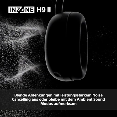 Sony INZONE H9 II kabelloses Gaming-Headset mit Noise Cancelling – mit Fnatic entwickelt, 360 Spatial Sound, Mikrofon mit KI-Rauschunterdrückung, 30h Akku, BT/LE/2,4 GHz/Kabel, PC – Schwarz Bild 5