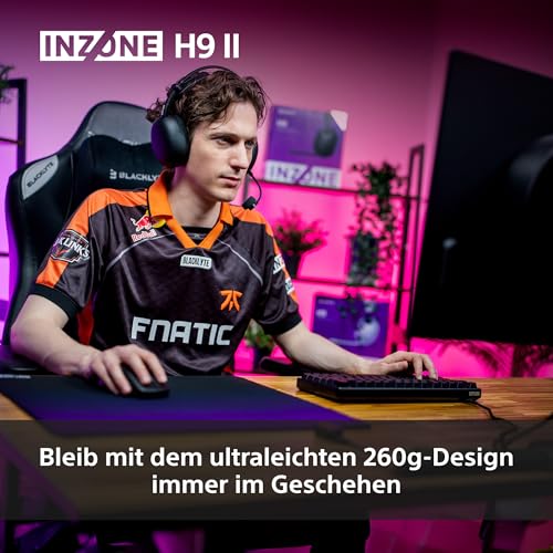 Sony INZONE H9 II kabelloses Gaming-Headset mit Noise Cancelling – mit Fnatic entwickelt, 360 Spatial Sound, Mikrofon mit KI-Rauschunterdrückung, 30h Akku, BT/LE/2,4 GHz/Kabel, PC – Weiß Bild 4
