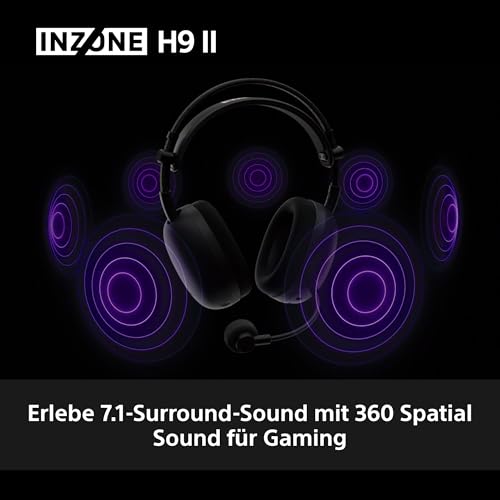 Sony INZONE H9 II kabelloses Gaming-Headset mit Noise Cancelling – mit Fnatic entwickelt, 360 Spatial Sound, Mikrofon mit KI-Rauschunterdrückung, 30h Akku, BT/LE/2,4 GHz/Kabel, PC – Weiß Bild 6