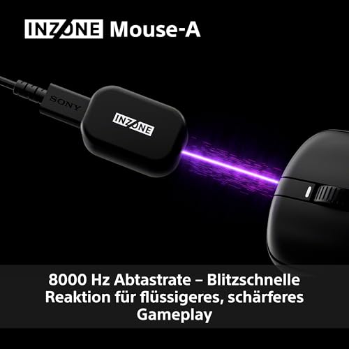 Sony INZONE Mouse-A Kabellose Gaming-Maus - Ultraleicht 48,4g, 8000Hz Polling, 30K DPI PixArt Sensor, Optische Schalter, 90 Std. Akkulaufzeit, USB-C, Fnatic Co-Designed - PC FPS Esports - Schwarz Bild 4