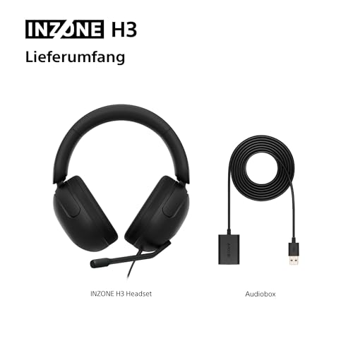 Sony INZONE H3 Kabelgebundenes Gaming-Headset – PC/PS5, 360 Spatial Sound für Gaming, leichtes Design (299g), Mikrofon per klick stummschalten, USB-Audiobox für EQ-Einstellungen – Schwarz Bild 7