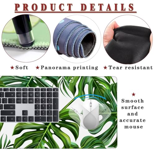 Mauspad XXL 1400x800x4mm Wasserdicht Schreibtischunterlage Rutschfeste Speed Gaming Mousepad Tropical (2) Groß Desk Mouse Mat Maus Pad, Schreibtisch Unterlage Deko für PC, Macbook, Laptop, Home Office Bild 4
