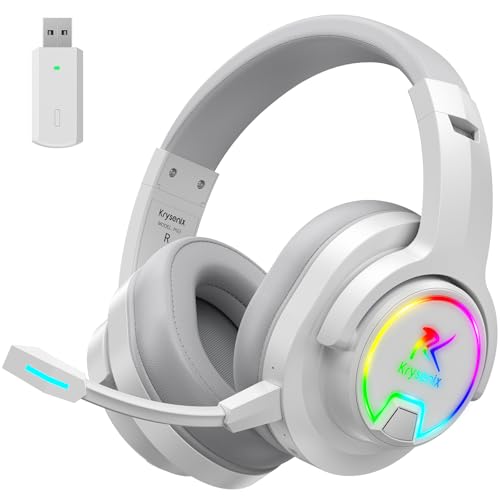 Krysenix PG3 Gaming Headset Wireless für PS4, PS5, PC, Mac, Switch, 48H 2.4GHz Gaming Headset mit Noise Cancelling Mikrofon, Kabelloses Bluetooth Headset mit LED-Lichtern, Surround Sound Bild 1