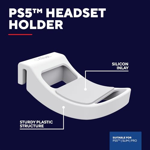 GXTrust PS5 Headset Halterung, PlayStation 5 Kopfhörer Ständer mit Silikon-Inlay, Konsole Kopfhörer Halter für jedes Headset, PS5 Zubehör, Weiß Bild 2