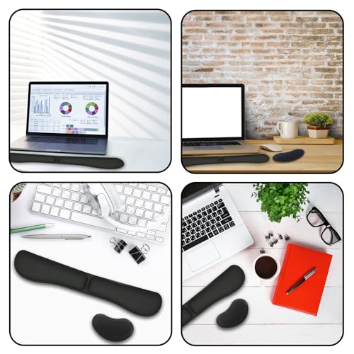 Handauflage Tastatur Set, 2er Pack Handballenauflage für Tastatur und Maus mit Memory Foam, Ergonomische Handgelenkunterstützung für Büro und Gaming, Kühlende Gel-Technologie Bild 7