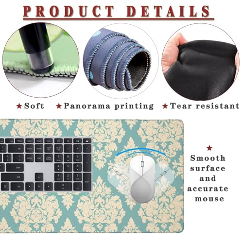 Mauspad XXL 1400x800x4mm Wasserdicht Schreibtischunterlage rutschfeste Speed Gaming Mousepad Turquoise (1) Groß Desk Mouse Mat Maus Pad, Schreibtisch Unterlage Deko für PC, Laptop, Home Office Bild 4