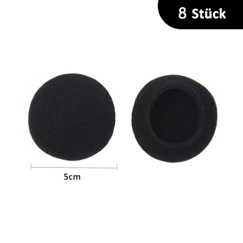 8 Stück Kopfhörer Ohrpolster, Kopfhörer Polster, 50mm Schaumstoff Polster Ersatz, Headset Schutzüberzug (4 Paare, Schwarz) Bild 2