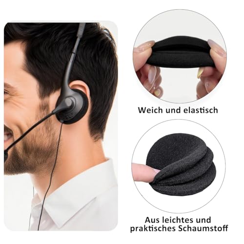 8 Stück Kopfhörer Ohrpolster, Kopfhörer Polster, 50mm Schaumstoff Polster Ersatz, Headset Schutzüberzug (4 Paare, Schwarz) Bild 3