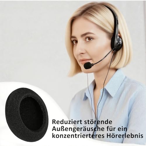 8 Stück Kopfhörer Ohrpolster, Kopfhörer Polster, 50mm Schaumstoff Polster Ersatz, Headset Schutzüberzug (4 Paare, Schwarz) Bild 4