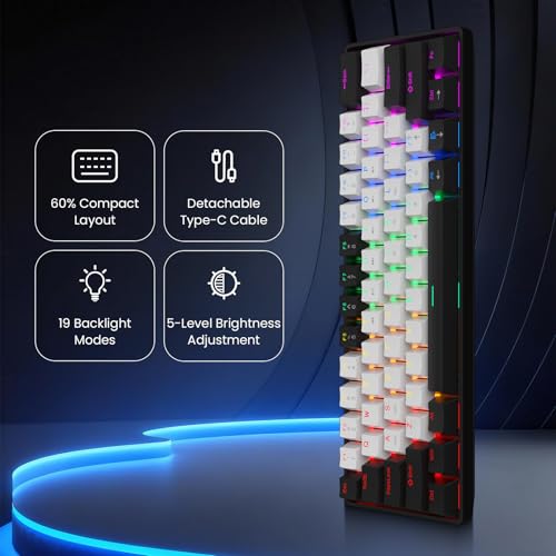 Tragbare 60 % mechanische Gaming-Tastatur, RGB-Hintergrundbeleuchtung, 61 Tasten, ultrakompakte Spiel-Tastatur mit Maus, Mini-Computertastatur mit rotem Schalter für Windows, Mac, Laptop, PC Bild 3