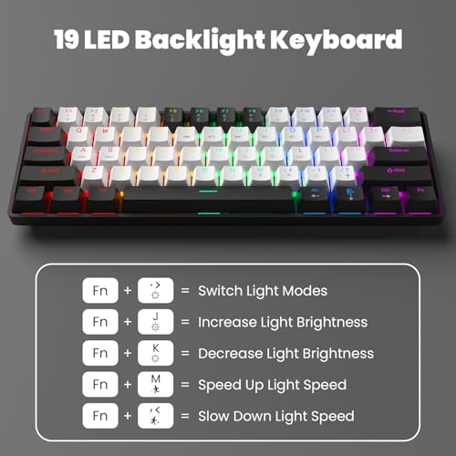 Tragbare 60 % mechanische Gaming-Tastatur, RGB-Hintergrundbeleuchtung, 61 Tasten, ultrakompakte Spiel-Tastatur mit Maus, Mini-Computertastatur mit rotem Schalter für Windows, Mac, Laptop, PC Bild 5