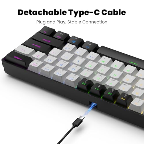 Tragbare 60 % mechanische Gaming-Tastatur, RGB-Hintergrundbeleuchtung, 61 Tasten, ultrakompakte Spiel-Tastatur mit Maus, Mini-Computertastatur mit rotem Schalter für Windows, Mac, Laptop, PC Bild 6