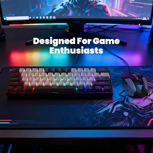 Tragbare 60 % mechanische Gaming-Tastatur, RGB-Hintergrundbeleuchtung, 61 Tasten, ultrakompakte Spiel-Tastatur mit Maus, Mini-Computertastatur mit rotem Schalter für Windows, Mac, Laptop, PC Bild 7
