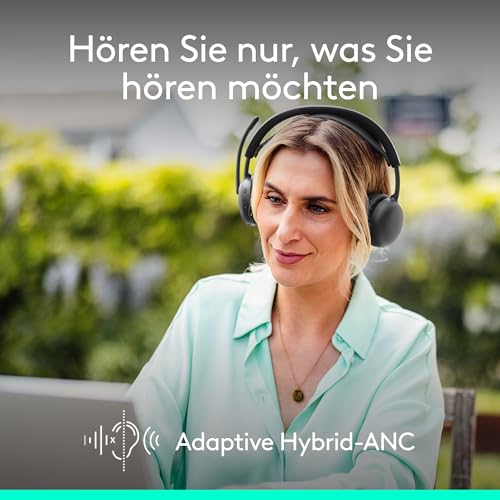 Logitech Zone Wireless 2 ES – kabelloses Headset mit Geräuschunterdrückung, adaptiver Hybrid-ANC, Bluetooth, Grafit Bild 2
