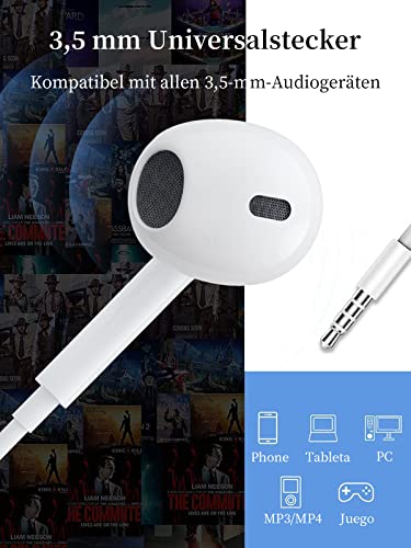 Kopfhörer mit Kabel 3.5mm In-Ear Ohrhörer mit Mikrofon und Lautstärkeregler Earphones Kompatibel mit iPhone 6/iPod/iPad/Huawei/Xiaomi/Samsung/Android/MP3/MP4/PC(A3) Bild 2