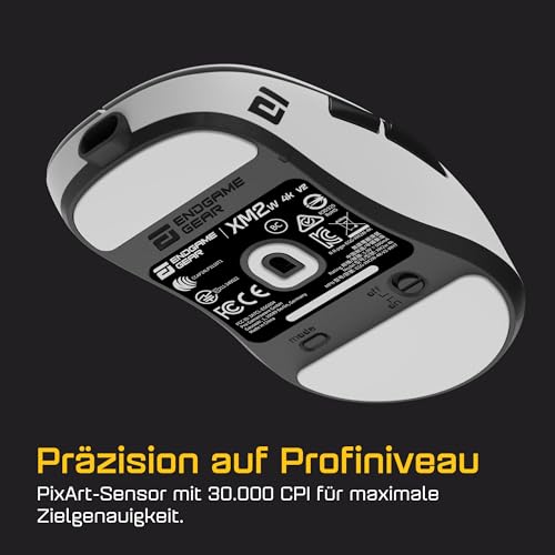 ENDGAME GEAR XM2w 4k v2 Wireless Gaming Maus Weiß – 30K DPI Optischer Sensor, 4000Hz Polling, Claw-Grip Design für mittlere bis größe Hände, leicht (61,5g) Bild 4