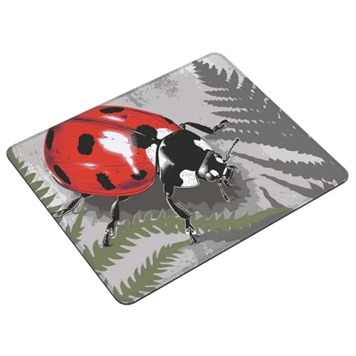 Mauspad Ladybug kleines Mousepad 180 x 220 mm mit Rutschfester Gummiunterseite, wasserdichtes Mauspad, Gaming Mauspad für Damen, Herren, kabellose Maus Laptops, Zuhause, Büro, Reisen g-655 Bild 2