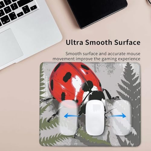 Mauspad Ladybug kleines Mousepad 180 x 220 mm mit Rutschfester Gummiunterseite, wasserdichtes Mauspad, Gaming Mauspad für Damen, Herren, kabellose Maus Laptops, Zuhause, Büro, Reisen g-655 Bild 5