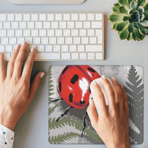 Mauspad Ladybug kleines Mousepad 180 x 220 mm mit Rutschfester Gummiunterseite, wasserdichtes Mauspad, Gaming Mauspad für Damen, Herren, kabellose Maus Laptops, Zuhause, Büro, Reisen g-655 Bild 7