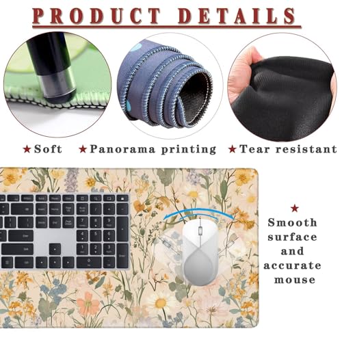 Mauspad XXL 1400x800x4mm Wasserdicht Schreibtischunterlage rutschfeste Speed Gaming Mousepad Vintage (1) Groß Desk Mouse Mat Maus Pad, Schreibtisch Unterlage Deko für PC, MacBook, Laptop, Home Office Bild 4
