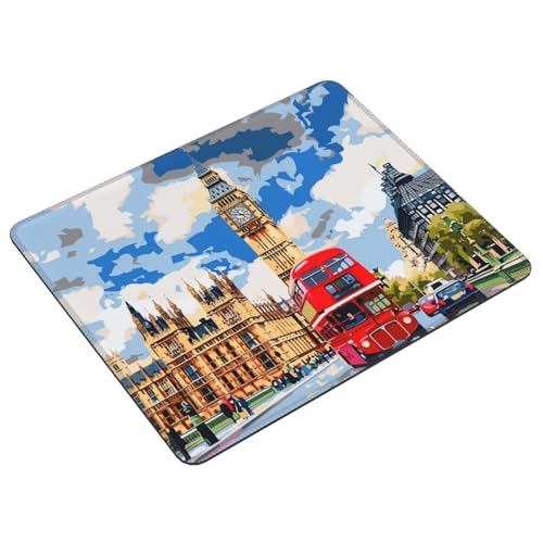 Mauspad London Straßenblick Klein Mousepad 250 x 200 mm - Vernähter Rand - rutschfest - für Gaming Büro Home - 25 x 20 cm Mouse Pad Mat - Mausunterlage klein f alle Maus Arten, Geschenk H-527 Bild 2