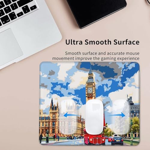 Mauspad London Straßenblick Klein Mousepad 250 x 200 mm - Vernähter Rand - rutschfest - für Gaming Büro Home - 25 x 20 cm Mouse Pad Mat - Mausunterlage klein f alle Maus Arten, Geschenk H-527 Bild 5
