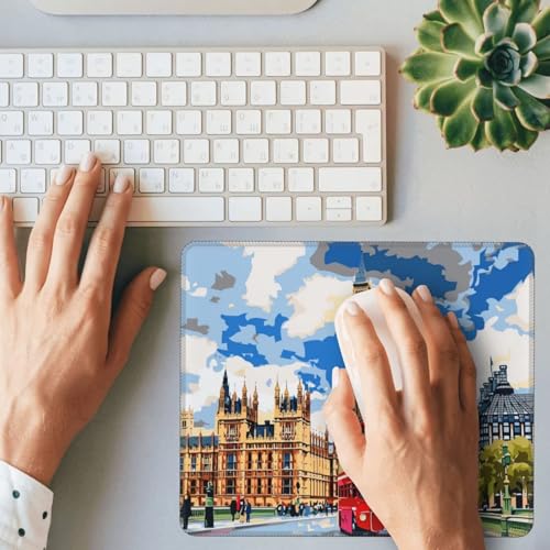 Mauspad London Straßenblick Klein Mousepad 250 x 200 mm - Vernähter Rand - rutschfest - für Gaming Büro Home - 25 x 20 cm Mouse Pad Mat - Mausunterlage klein f alle Maus Arten, Geschenk H-527 Bild 7