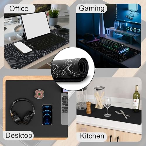Surwin Gaming Mauspad Groß Multifunktionales Office Mousepad, Laptop Schreibunterlage, Mauspads mit Bohemian Stil, für Computerbüro, kabellose Maus (Rot,600x300mm) Bild 7