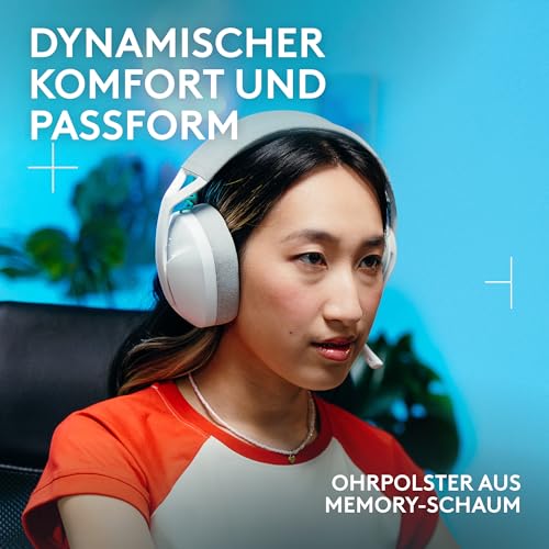 Logitech G G321 Lightspeed kabelloses Bluetooth-Gaming-Headset, dynamischer Komfort und Passform, 16-kHz-Schwingmikrofon, über 20 Std. Akkulaufzeit, PC, PS4, PS5, Nintendo Switch, Mobilgerät – Weiß Bild 2