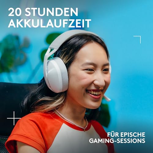 Logitech G G321 Lightspeed kabelloses Bluetooth-Gaming-Headset, dynamischer Komfort und Passform, 16-kHz-Schwingmikrofon, über 20 Std. Akkulaufzeit, PC, PS4, PS5, Nintendo Switch, Mobilgerät – Weiß Bild 7