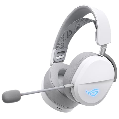 ASUS ROG Pelta White kabelloses RGB Gaming Headset (ROG SpeedNova, Bluetooth, 2,4 GHz, USB-C, 50-mm-ROG-Titanmembran-Treibern, 10-mm-Superbreitband-Boom-Mikrofon, 309g leicht, Aura Sync RGB) | Weiß Bild 1